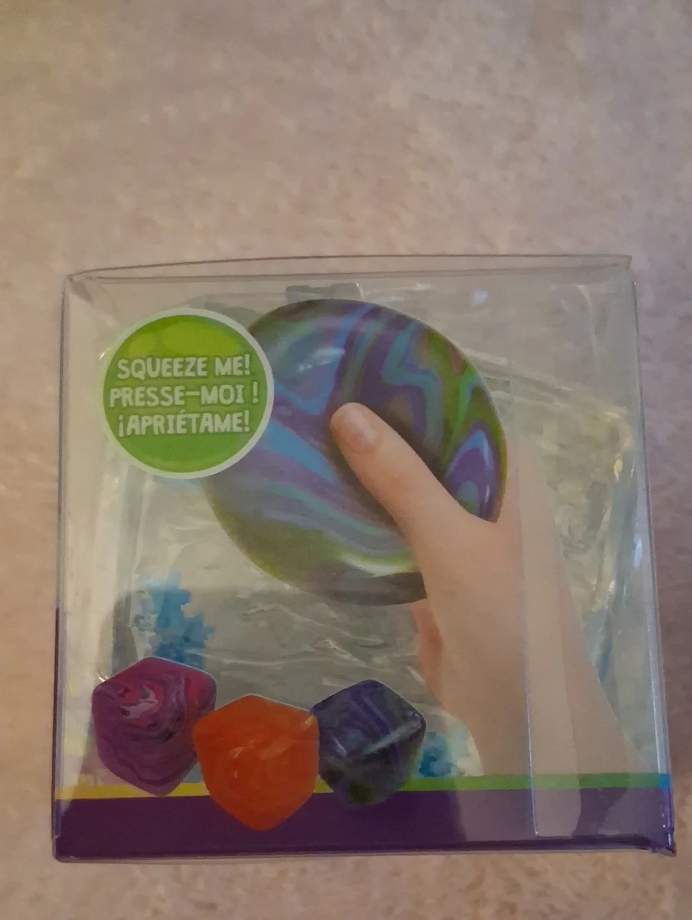 Squishy Cube Snowflake Stress Toy - Blue/White - Picture 2 of 4